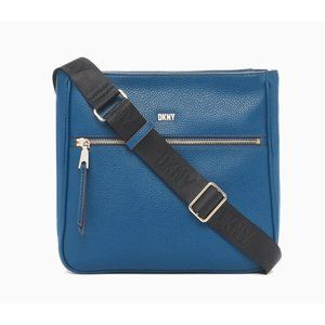 New DKNY Maxine Messenger Leather Light Midnight Blue